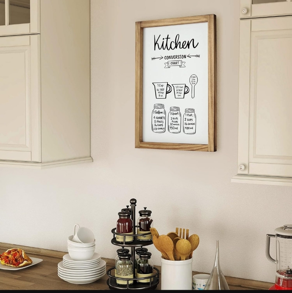 ART-Farmhouse Kitchen Wall Decor - Rustic Kitchen Conversion Chart Sign